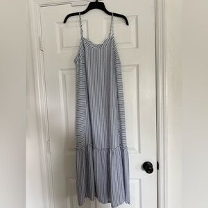 Splendid Blue and White Striped Spaghetti-Strap Maxi Dress